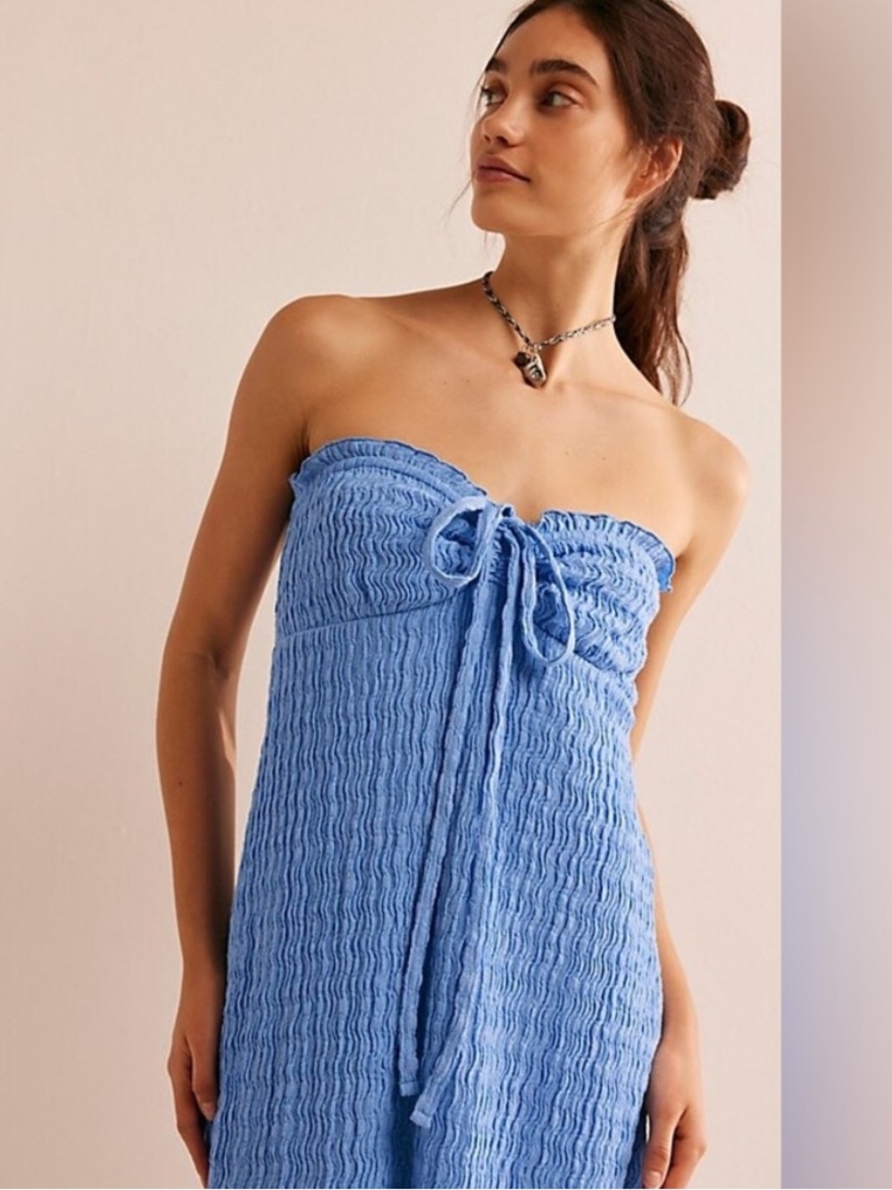 Free People Strapless Light Blue Maxi Dress